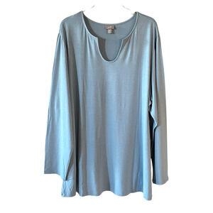 J. JILL Stretch Women's Size 3X Light Blue Pullover Long Sleeve Tunic Top NWOT